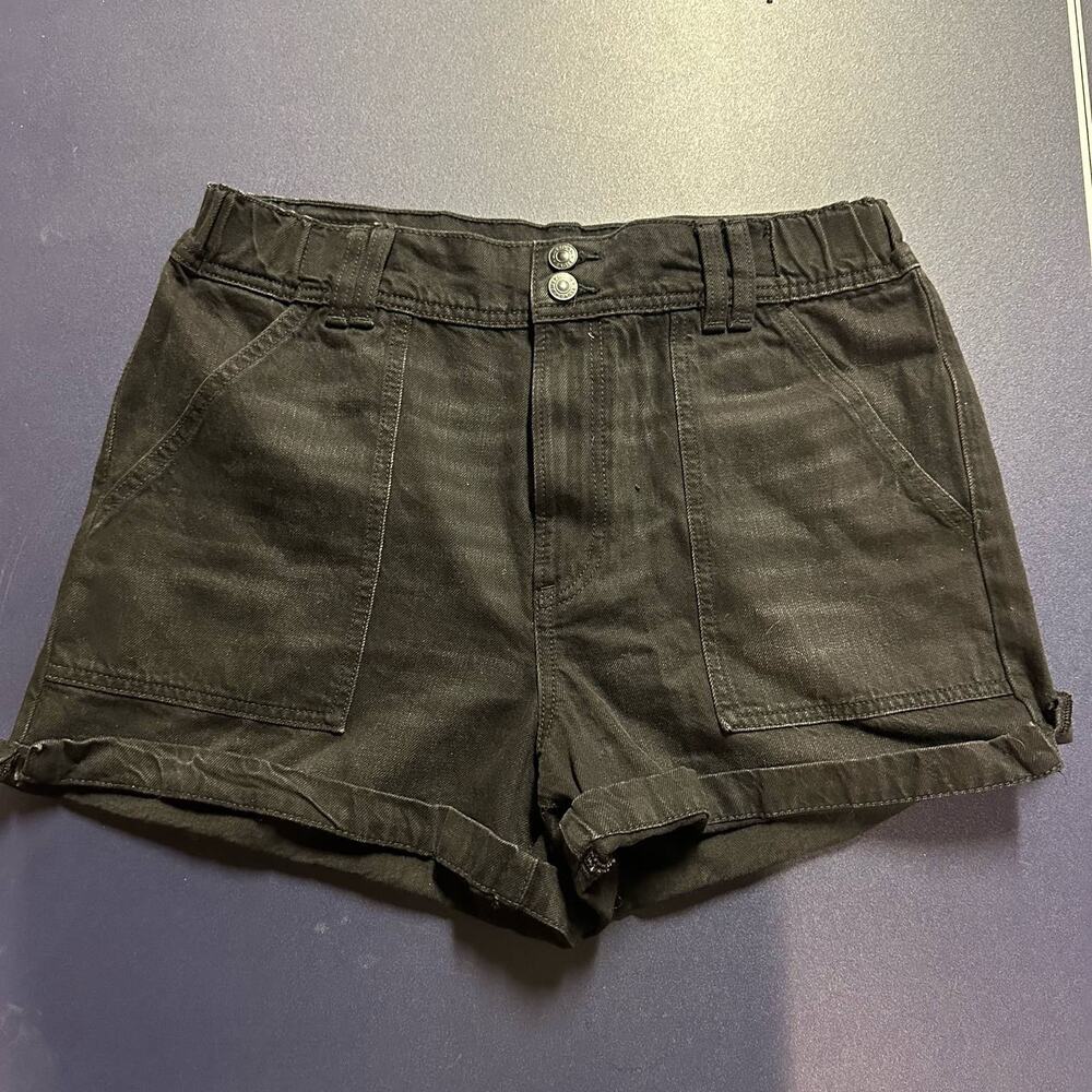 American Eagle Highest Rise '90s Boyfriend Short Black Elastic Waist 12